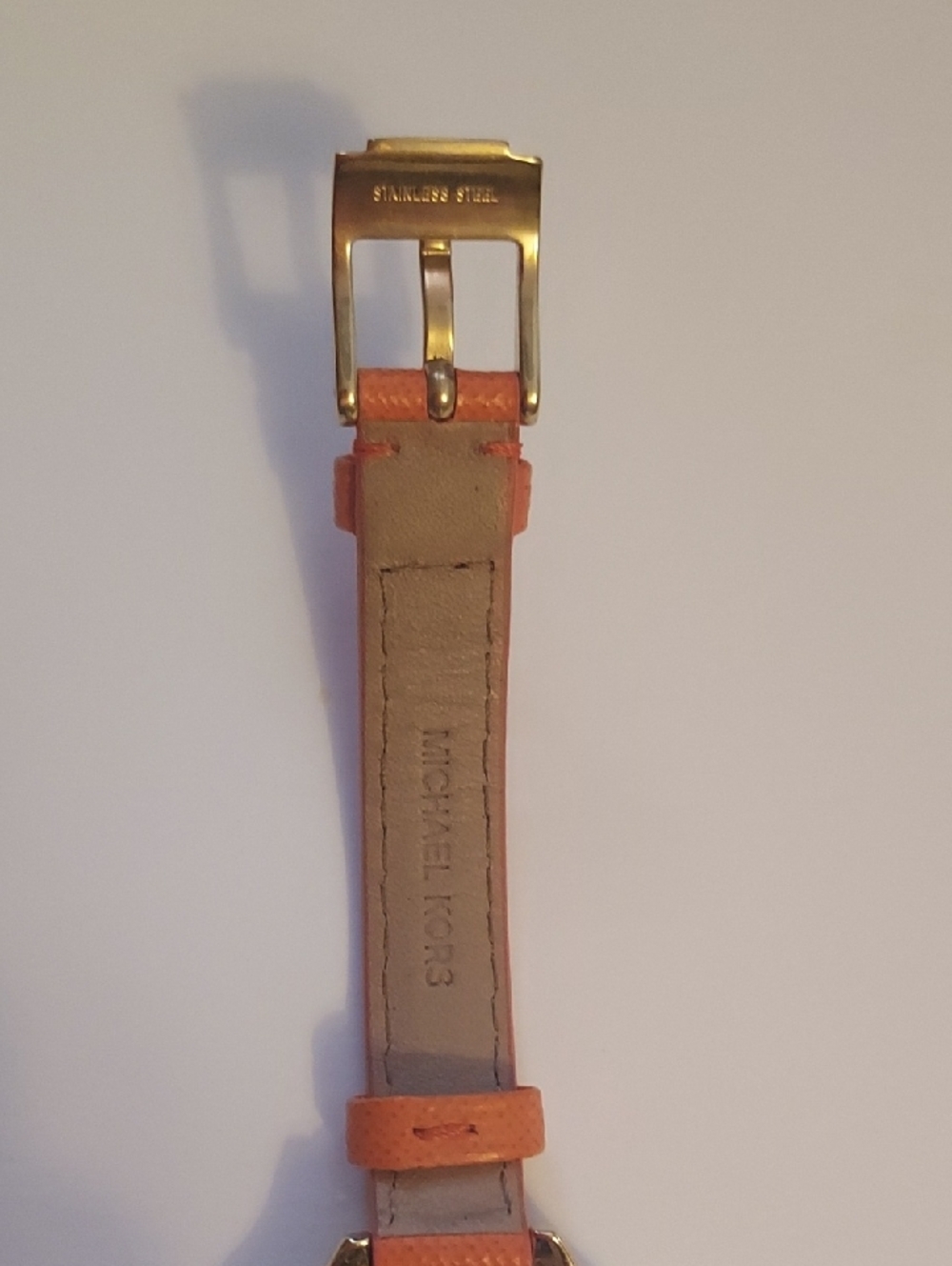 Michael Kors Watch Large Face Gold And Orange Leather Band - Picture 8 of 16